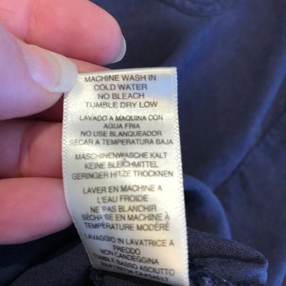 Anthropologie Cloth & Stone dark blue eyelet trim button down top size Medium - Picture 10 of 15